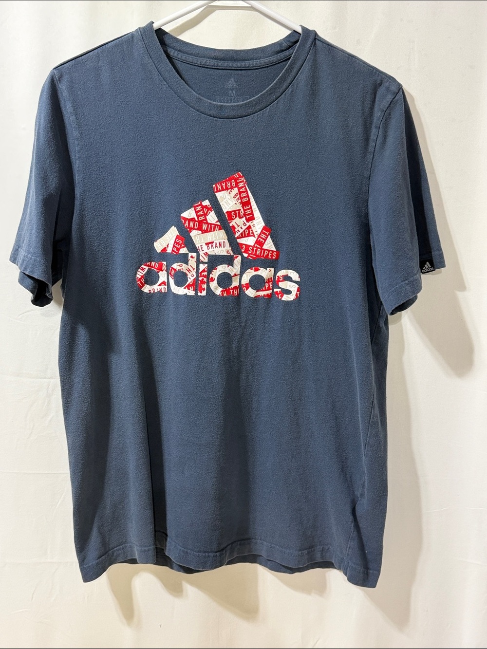 adidas Navy T-Shirt with Red & White Logo Graphic